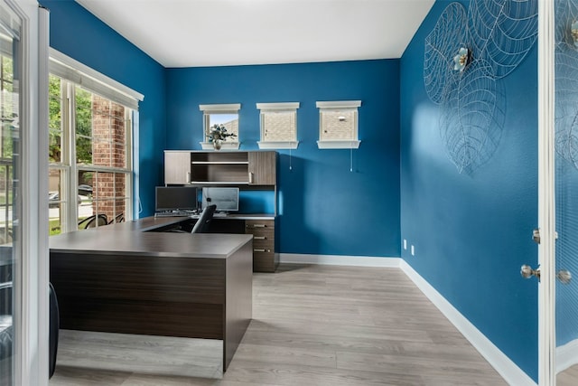 21105 Huckabee Bnd, Pflugerville, TX 78660 - home office with baseboards and light wood finished floors