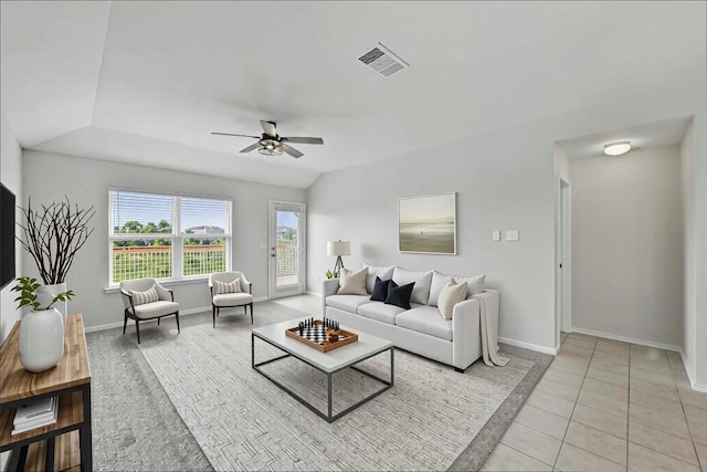 146 Blair Ct, San Marcos, TX 78666 - living area with a ceiling fan and light tile patterned floors