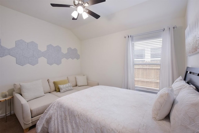 216 Walkup Ln, Leander, TX 78641 - carpeted bedroom with multiple windows, ceiling fan, and vaulted ceiling