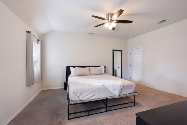 216 Walkup Ln, Leander, TX 78641 - carpeted bedroom with a ceiling fan and vaulted ceiling