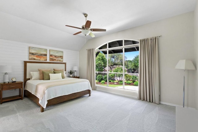 1008 Twin Terrace Ct, Round Rock, TX 78665 - bedroom with carpet, vaulted ceiling, and ceiling fan
