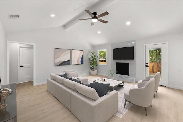 913 Spring Tree St, Round Rock, TX 78681 - living room with a ceiling fan, baseboards, light wood-type flooring, and recessed lighting