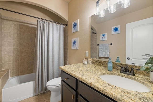 2644 Salorn Way, Round Rock, TX 78681 - bathroom with vanity, shower / tub combo, tile patterned flooring, and a textured wall