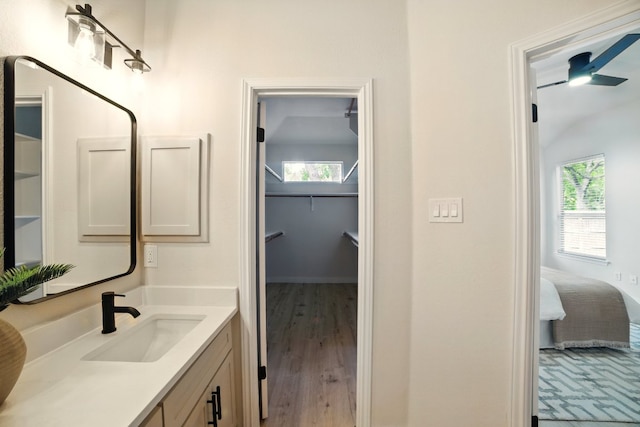 3000 Warwick Way, Austin, TX 78748 - bathroom with vanity, wood finished floors, and ensuite bath