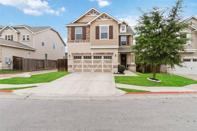 9003 Acorn Cup Dr Unit 34, Austin, TX 78748 - craftsman house featuring stone siding, concrete driveway, and a garage