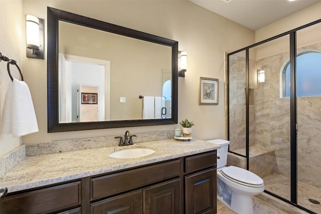 303 Bella Montagna Cir, Austin, TX 78734 - bathroom featuring a stall shower and vanity