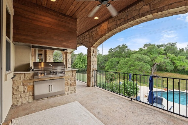 303 Bella Montagna Cir, Austin, TX 78734 - view of patio / terrace featuring area for grilling and a ceiling fan