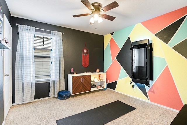 257 Culebra Dr, Georgetown, TX 78626 - workout area with ceiling fan and carpet flooring