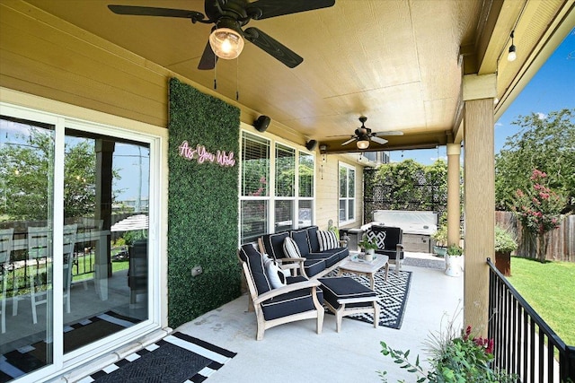 257 Culebra Dr, Georgetown, TX 78626 - view of patio featuring a ceiling fan and an outdoor living space