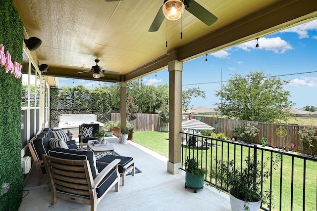 257 Culebra Dr, Georgetown, TX 78626 - view of patio with ceiling fan and area for grilling