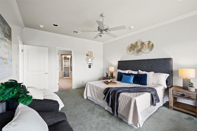8546 Adirondack Trl Unit 14, Austin, TX 78759 - bedroom with carpet floors, ornamental molding, and ceiling fan