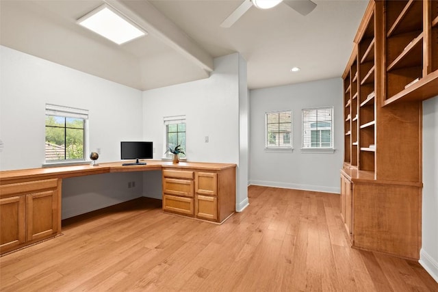 8546 Adirondack Trl Unit 14, Austin, TX 78759 - office with built in study area, light wood-style floors, ceiling fan, and recessed lighting
