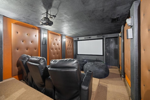 13201 Stillforest St, Austin, TX 78729 - carpeted home theater room with a textured ceiling