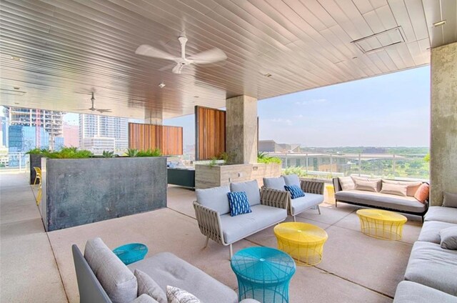 222 W Ave Unit 1001, Austin, TX 78701 - view of patio featuring an outdoor living space and ceiling fan