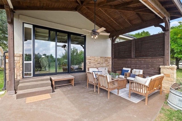 121 White Wash, Dripping Springs, TX 78620 - view of patio with ceiling fan and outdoor lounge area