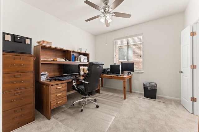 2600 Lost Mine Trl, Leander, TX 78641 - office featuring light carpet, ceiling fan, and baseboards