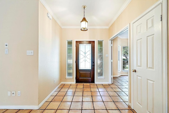 106 Los Altos Dr, Lakeway, TX 78734 - entryway featuring ornamental molding, light tile patterned floors, and baseboards