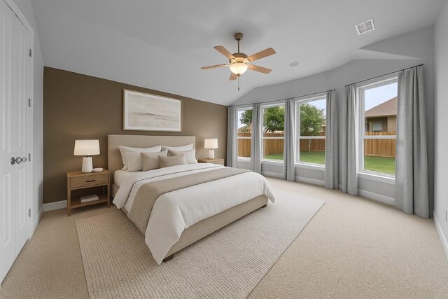 20525 Martin Ln, Pflugerville, TX 78660 - spare room with a ceiling fan, carpet flooring, lofted ceiling, and baseboards