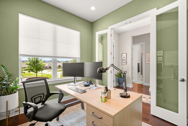 1609 Indian Apple Way, Leander, TX 78641 - office space featuring dark wood-style floors and recessed lighting
