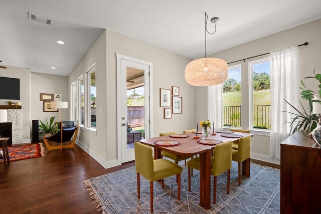 1609 Indian Apple Way, Leander, TX 78641 - dining room with plenty of natural light, dark wood-style flooring, baseboards, and recessed lighting