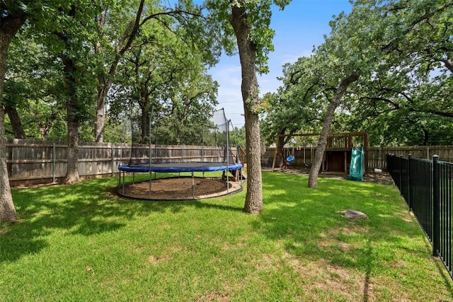 148 Oak Plaza Dr, Georgetown, TX 78628 - view of yard with a trampoline and a playground