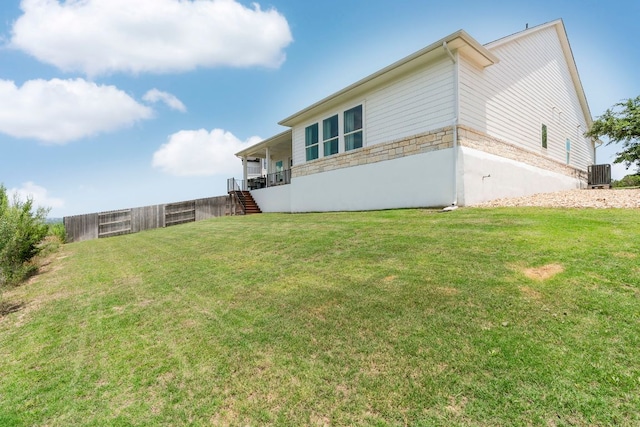 256 Smoke Tree Cir, Dripping Springs, TX 78620 - view of yard featuring cooling unit and stairway