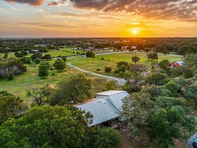 1181 Live Oak Trl, Liberty Hill, TX 78642 - aerial view at dusk of a rural view