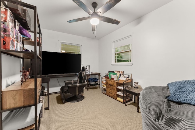 1181 Live Oak Trl, Liberty Hill, TX 78642 - carpeted home office with a ceiling fan