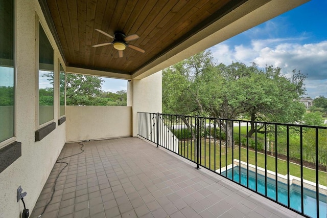 2625 Arion Cir, Austin, TX 78730 - balcony featuring ceiling fan and view of pool area