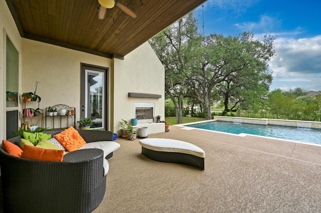 2625 Arion Cir, Austin, TX 78730 - outdoor pool with a ceiling fan and a patio
