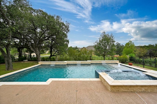 2625 Arion Cir, Austin, TX 78730 - view of pool featuring an in-ground hot tub, a fenced backyard, and a patio