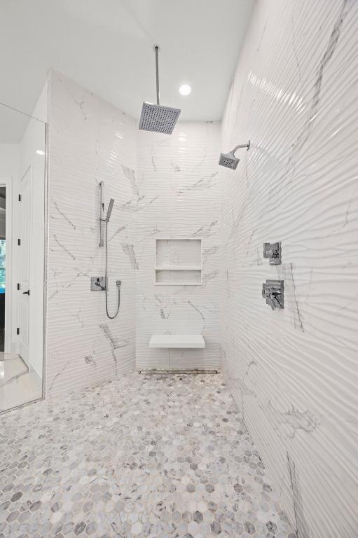 2625 Arion Cir, Austin, TX 78730 - bathroom with a marble finish shower