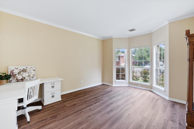 17704 Miller Falls Cv, Round Rock, TX 78681 - unfurnished office featuring wood finished floors and crown molding