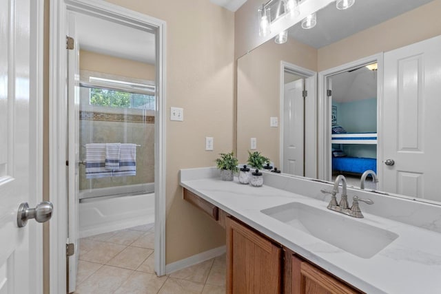 17704 Miller Falls Cv, Round Rock, TX 78681 - full bathroom with tile patterned floors, vanity, and  shower combination