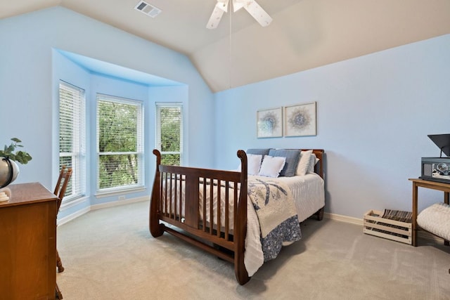 1613 Westend Pl, Round Rock, TX 78681 - bedroom with lofted ceiling, carpet, and a ceiling fan