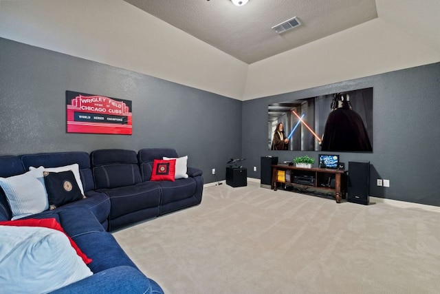 1613 Westend Pl, Round Rock, TX 78681 - cinema room with carpet and lofted ceiling