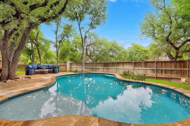 1613 Westend Pl, Round Rock, TX 78681 - view of pool with a fenced backyard, an outdoor living space, and a patio area