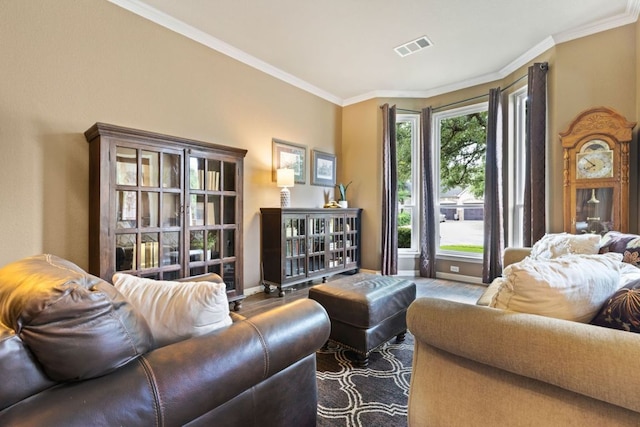 1613 Westend Pl, Round Rock, TX 78681 - living area with ornamental molding and wood finished floors