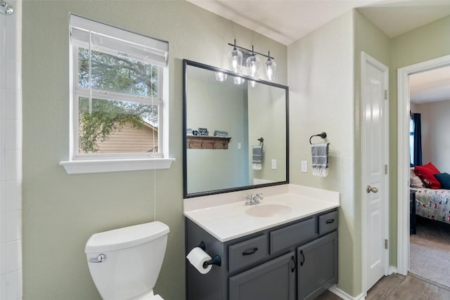 2705 Rosemount Cv, Round Rock, TX 78665 - bathroom with ensuite bath, vanity, toilet, and wood finished floors