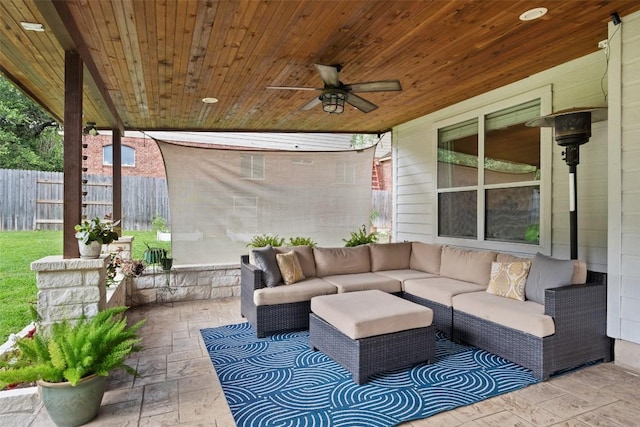 2705 Rosemount Cv, Round Rock, TX 78665 - view of patio / terrace with an outdoor living space and a ceiling fan