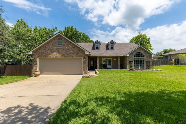 208 E Nakoma, Round Rock, TX 78664 - view of front of home featuring driveway, a garage, brick siding, a porch, and a shingled roof