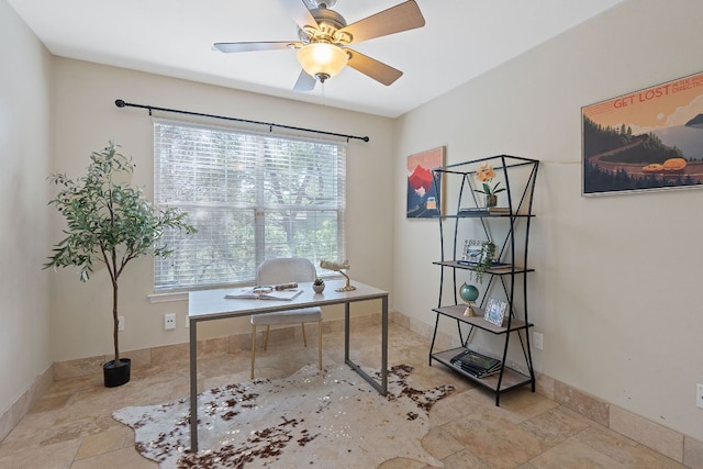 6706 Fort Davis Cv Unit B, Austin, TX 78731 - home office with stone tile flooring and ceiling fan
