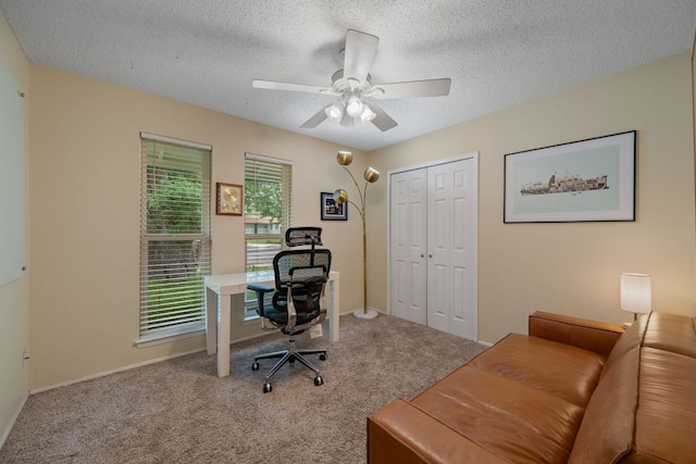 10207 Ray Ave, Austin, TX 78758 - carpeted office with a ceiling fan and a textured ceiling
