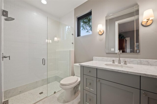 9517 Veletta Pl, Austin, TX 78735 - bathroom with toilet, vanity, and a shower stall