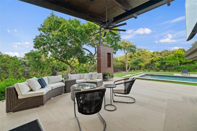 9517 Veletta Pl, Austin, TX 78735 - view of patio / terrace featuring an outdoor living space and an outdoor pool