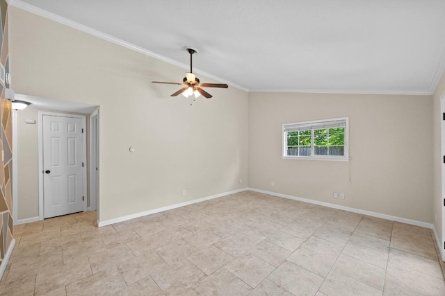 3102 Glen Ora St Unit 102, Austin, TX 78704 - unfurnished room featuring ceiling fan, lofted ceiling, and ornamental molding