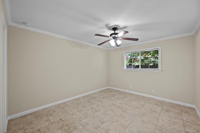 3102 Glen Ora St Unit 102, Austin, TX 78704 - spare room featuring a ceiling fan, crown molding, a smoke detector, and light tile patterned floors
