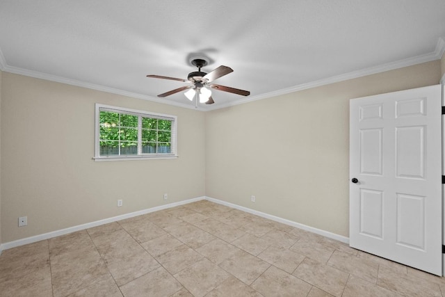 3102 Glen Ora St Unit 102, Austin, TX 78704 - empty room with ceiling fan, ornamental molding, and light tile patterned floors