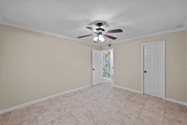 3102 Glen Ora St Unit 102, Austin, TX 78704 - unfurnished bedroom with crown molding, ceiling fan, and light tile patterned floors