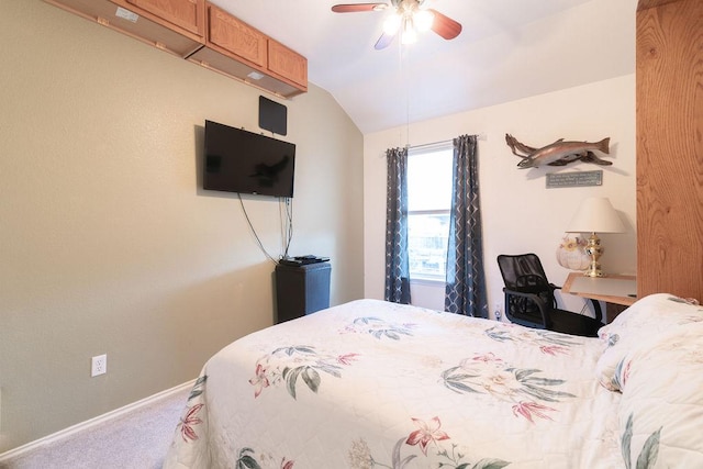 1310 Rainbow Parke Dr, Round Rock, TX 78665 - bedroom featuring carpet floors, lofted ceiling, and ceiling fan